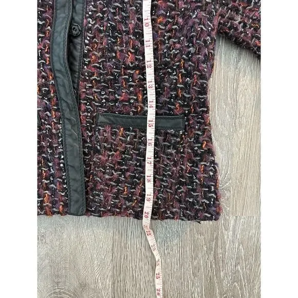 Zara GUC Tweed Quilted Leather Details Jacket Blazer Chanel Style Size M - Picture 5 of 6